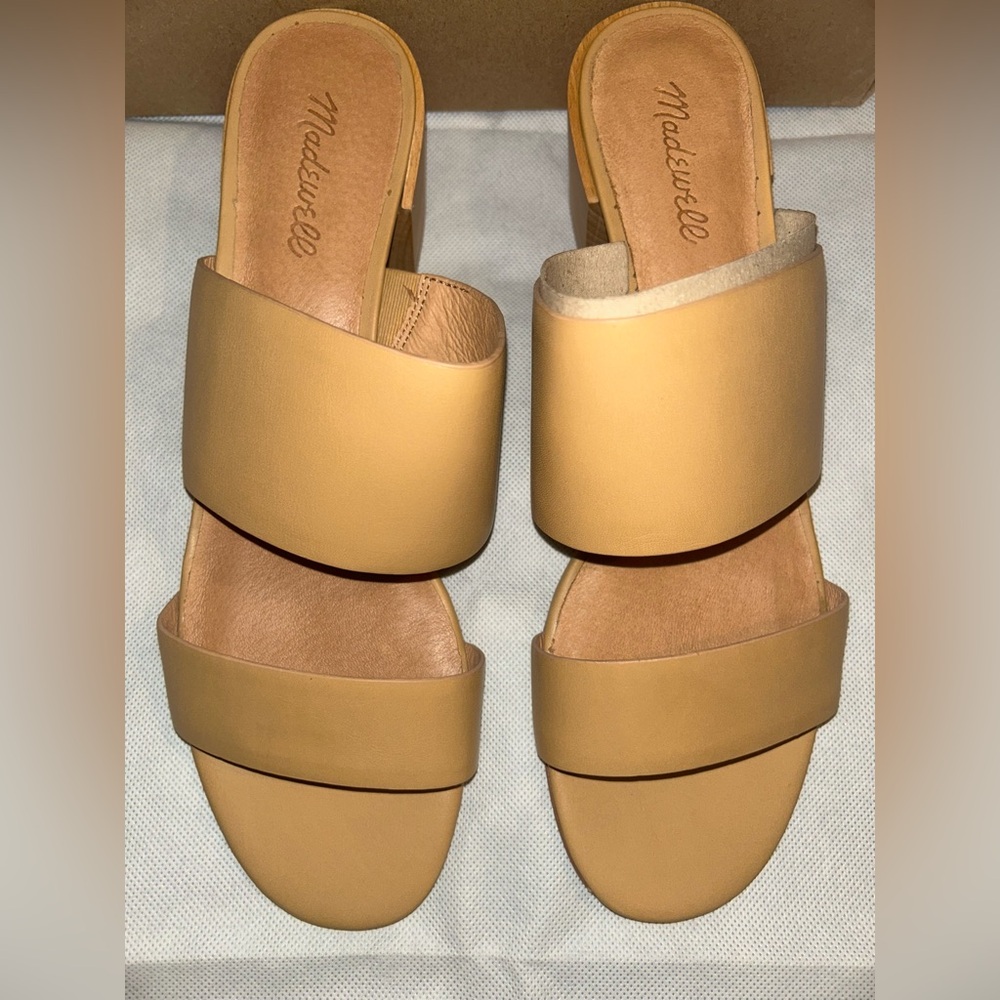 Madewell Kiera leather mule sandal in vintage beige size 12 new in box